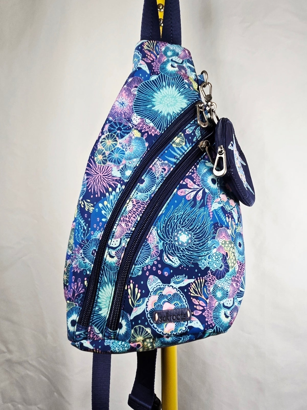 Navy Floral Sling Bag - Casual Crossbody for Women